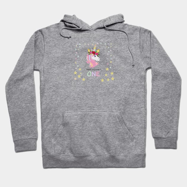 First birthday. One. Unicorn Birthday invitation. Party invitation Hoodie by GULSENGUNEL